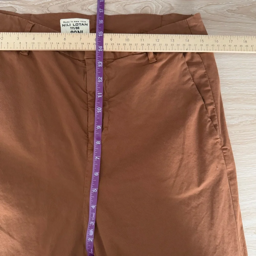 nili lotan 6 paris ankle twill pant drop crotch Maple Brown slouchy boho - Picture 6 of 8